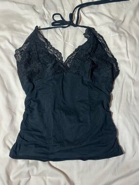 Gothic Black Lace Halter Cami Top